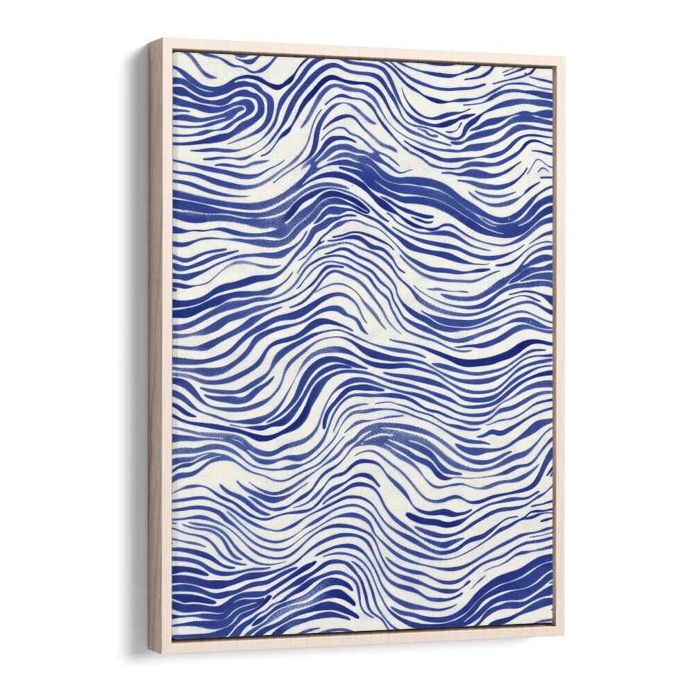 Tidal Waves I Beach Prints Coastal Wall Art in Oak Wood Floater Frame