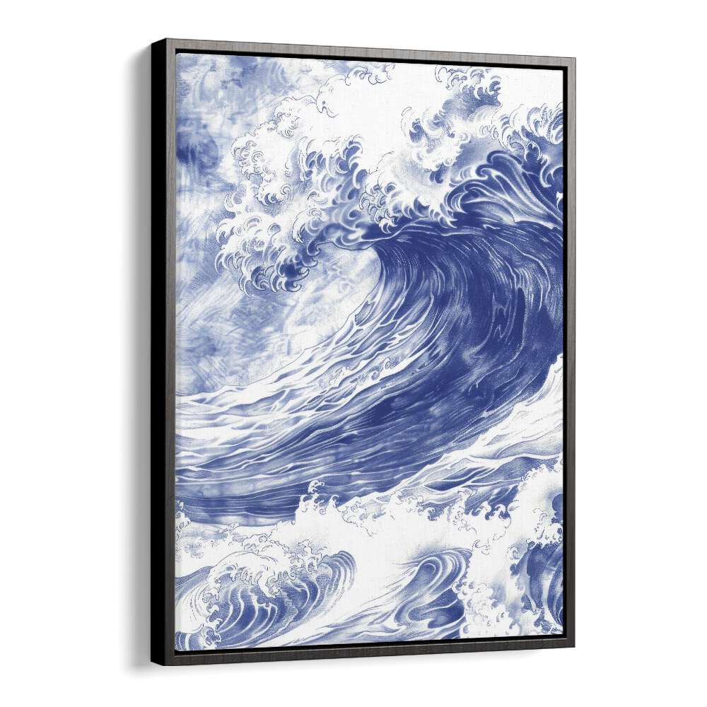 Tidal Waves II Beach Prints Coastal Wall Art in Black Floater Frame