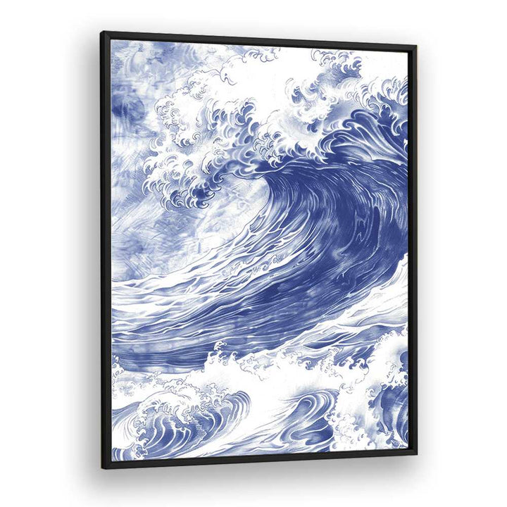 Tidal Waves II Beach Prints Coastal Wall Art in Black Plain Frame