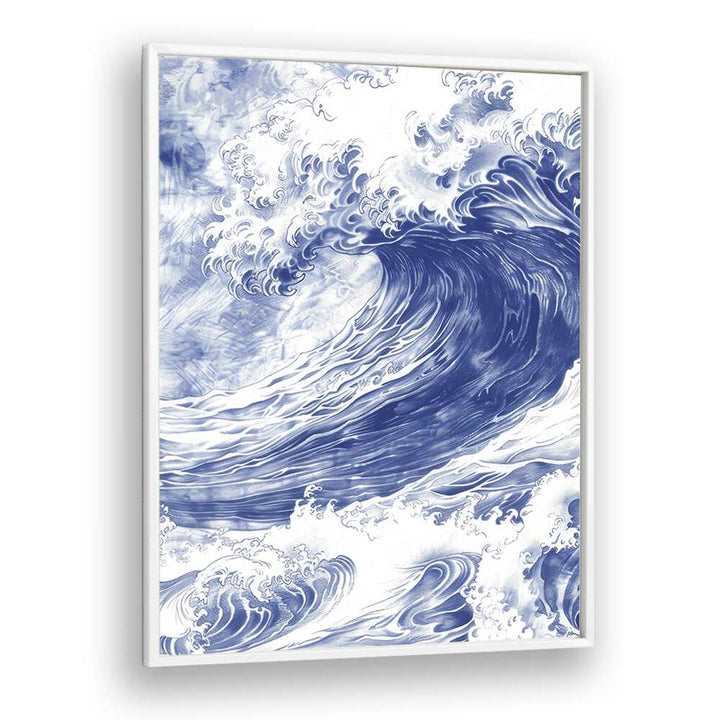 Tidal Waves II Beach Prints Coastal Wall Art in White Plain Frame