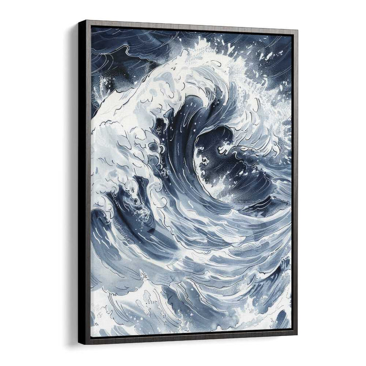 Tidal Waves III Beach Prints Coastal Wall Art in Black Floater Frame