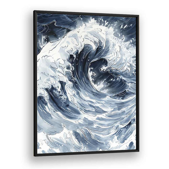 Tidal Waves III Beach Prints Coastal Wall Art in Black Plain Frame