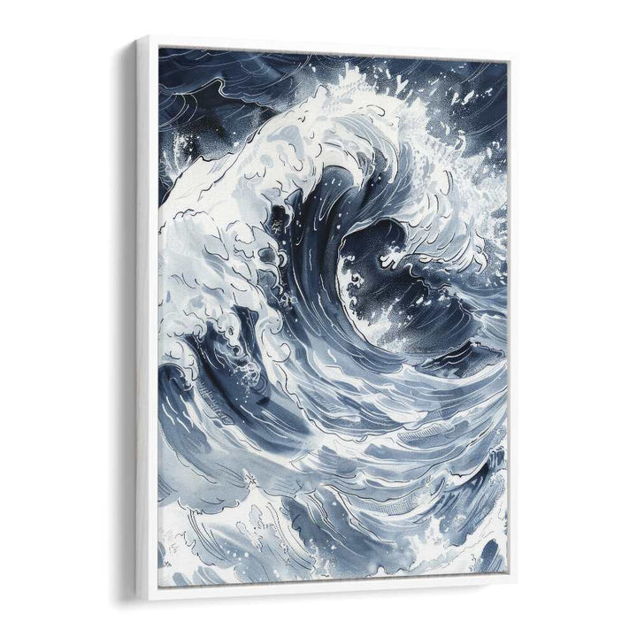 Tidal Waves III Beach Prints Coastal Wall Art in White Floater Frame