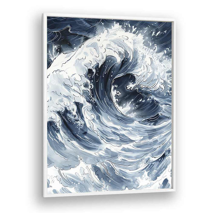 Tidal Waves III Beach Prints Coastal Wall Art in White Plain Frame