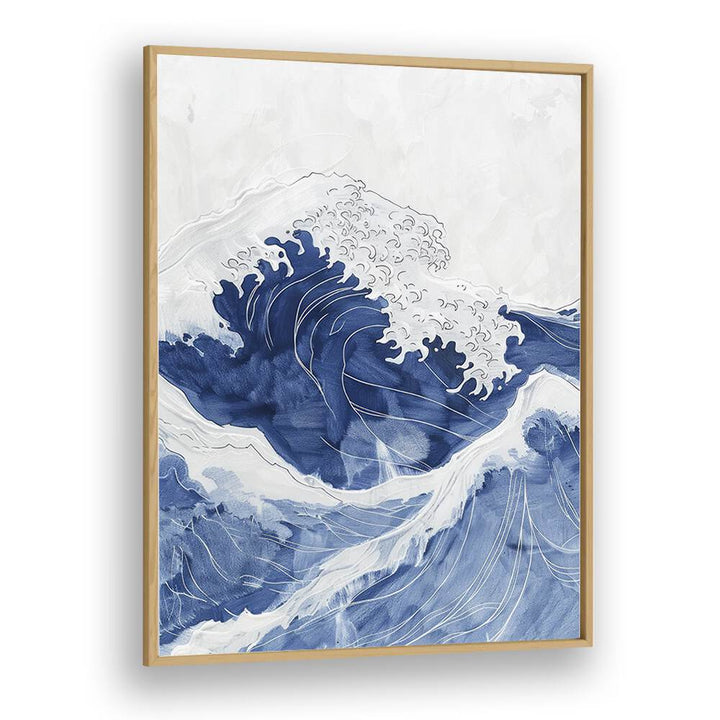 Tidal Waves IV Beach Prints Coastal Wall Art in Oak Wood Plain Frame