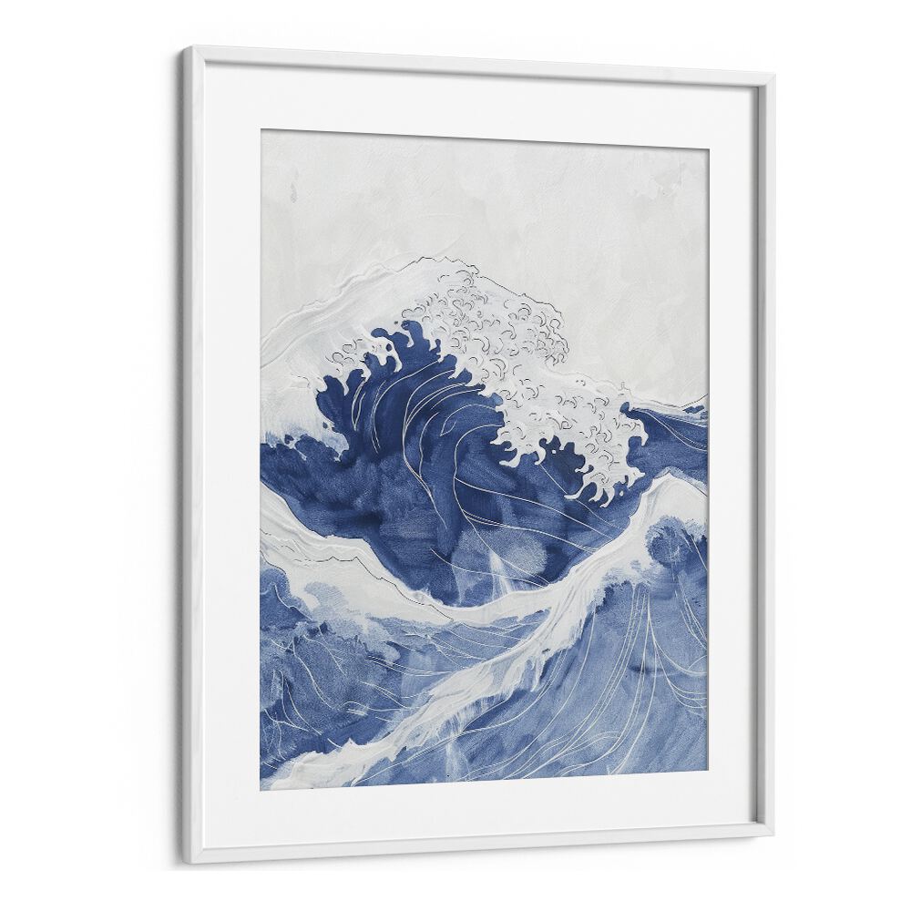 Tidal Waves IV Beach Prints Coastal Wall Art in White Frame With Mount