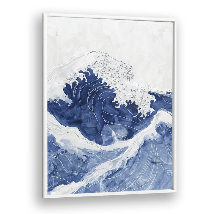 Tidal Waves IV Beach Prints Coastal Wall Art in White Plain Frame