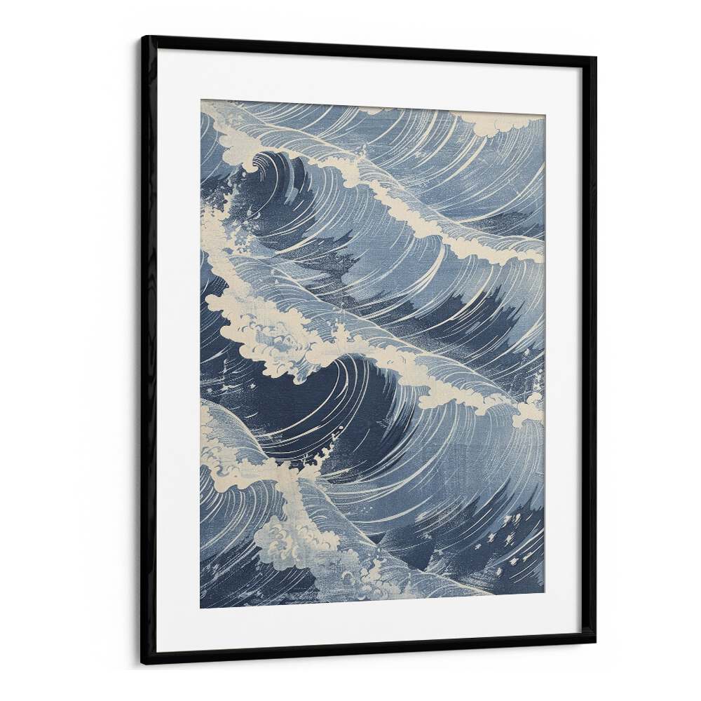 Tidal Waves V Beach Prints Coastal Wall Art in Black Frame With Mount