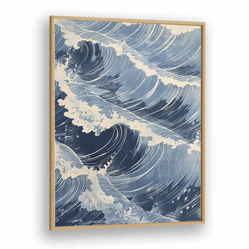 Tidal Waves V Beach Prints Coastal Wall Art in Oak Wood Plain Frame