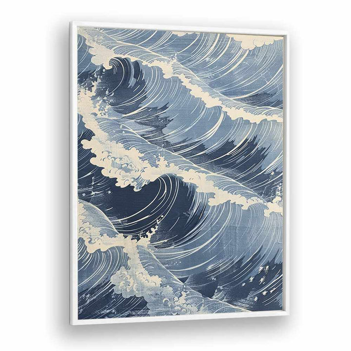 Tidal Waves V Beach Prints Coastal Wall Art in White Plain Frame