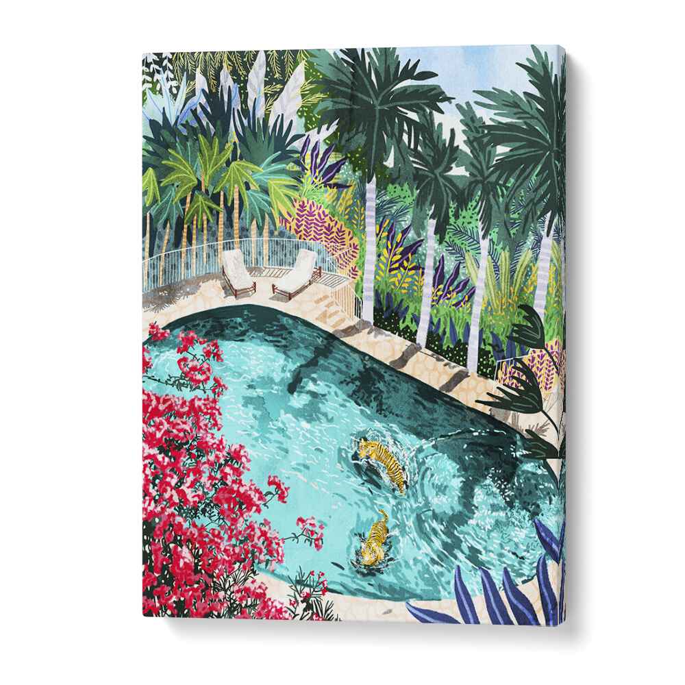 Tiger Tropical Luxury Villa By Uma Gokhale Art Prints in Gallery Wrap