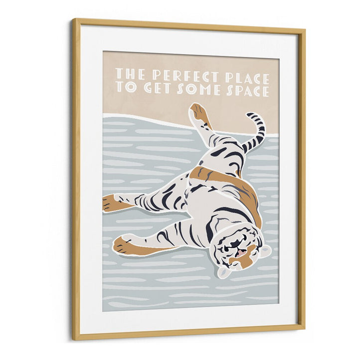 Tiger Typography Kids Quote By Sarah Manovski Kids Art Paintings in Oak Wood Frame With Mount