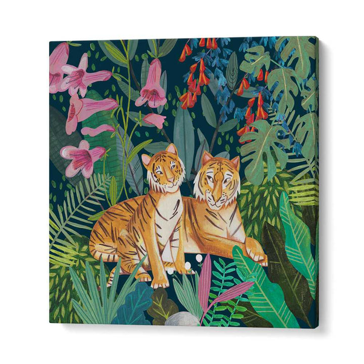 Tigers in the Jungle By Caroline Bonne Muller Wildlife Paintings in Gallery Wrap