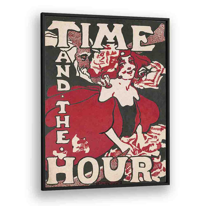 Time And The Hour 1895 By Ethel Reed Vintage Paintings in Black Plain Frame