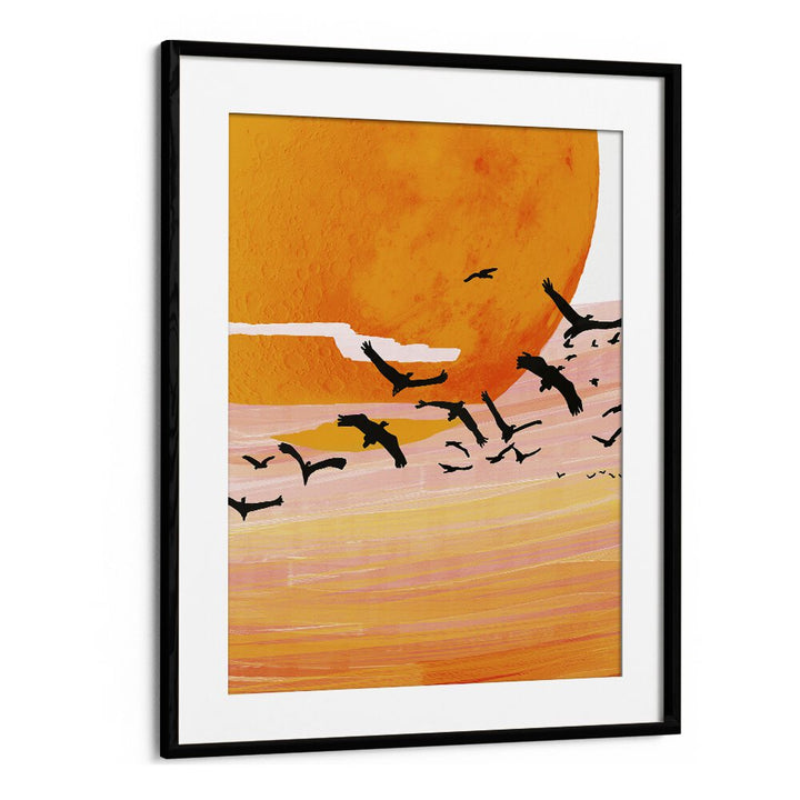 Time Flies By Uma Gokhale Landscape Paintings in Black Frame With Mount