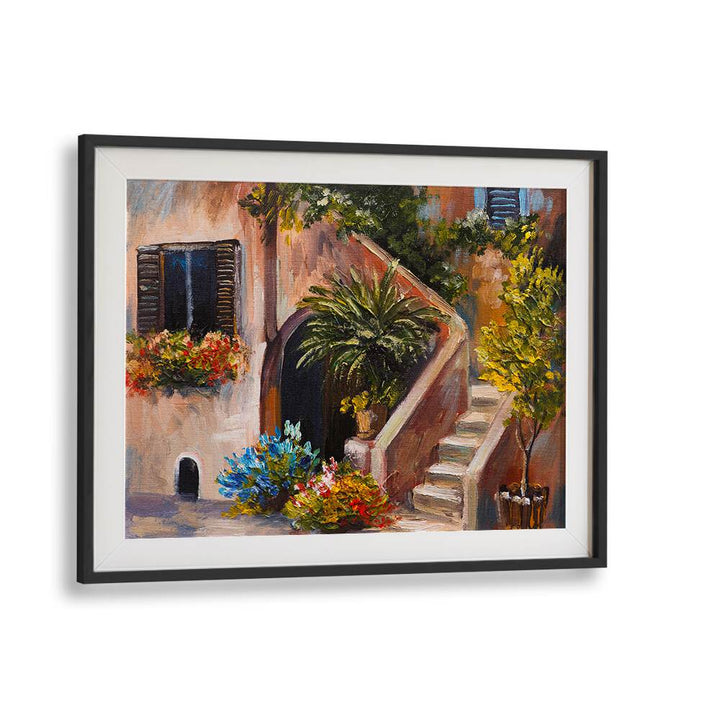 Timeless Abodes Vintage European Paintings in Black Frame With Mount