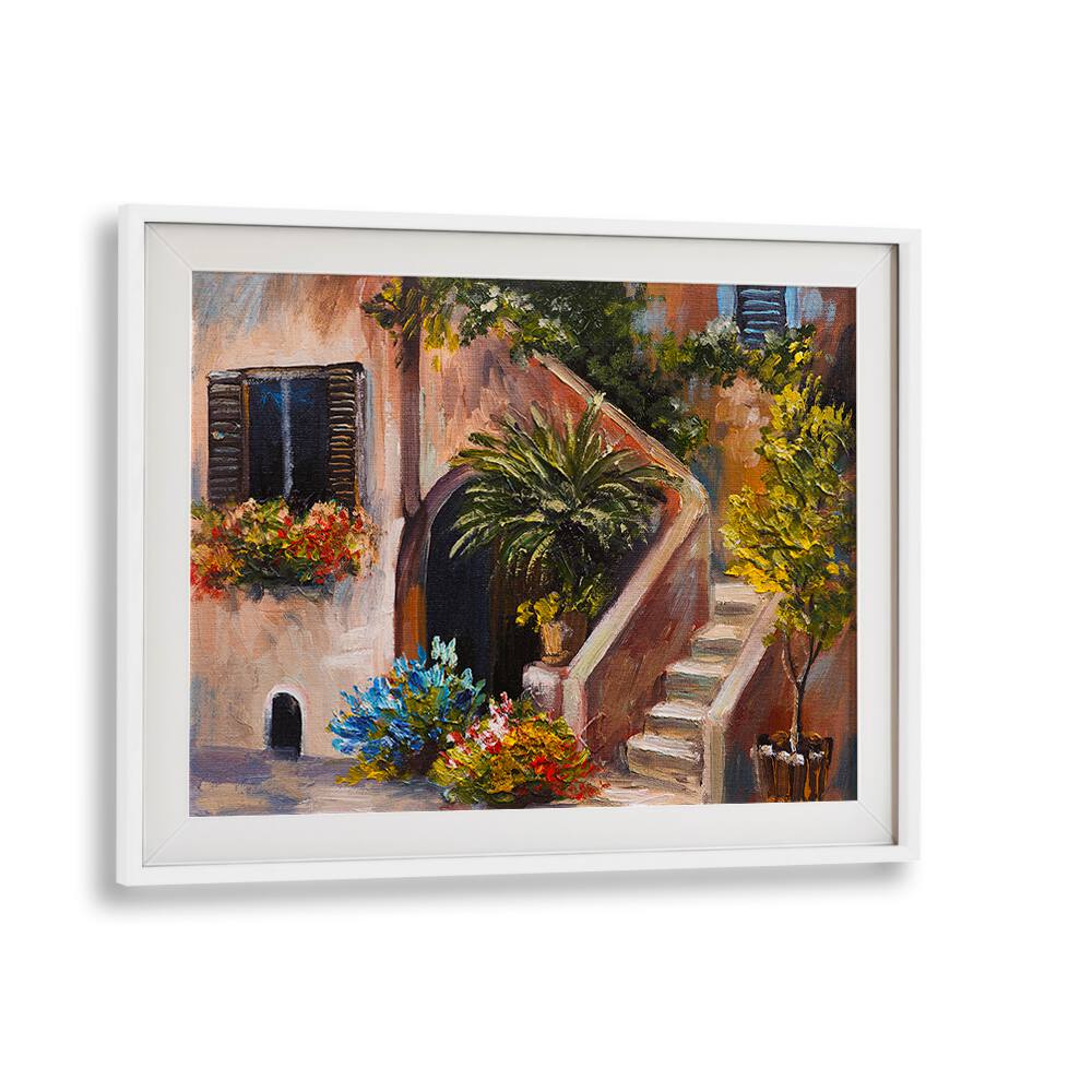 Timeless Abodes Vintage European Paintings in White Frame With Mount