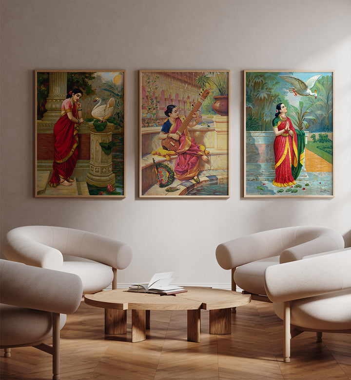 TIMELESS RAGAS I , SET OF 3 PAINTINGS
