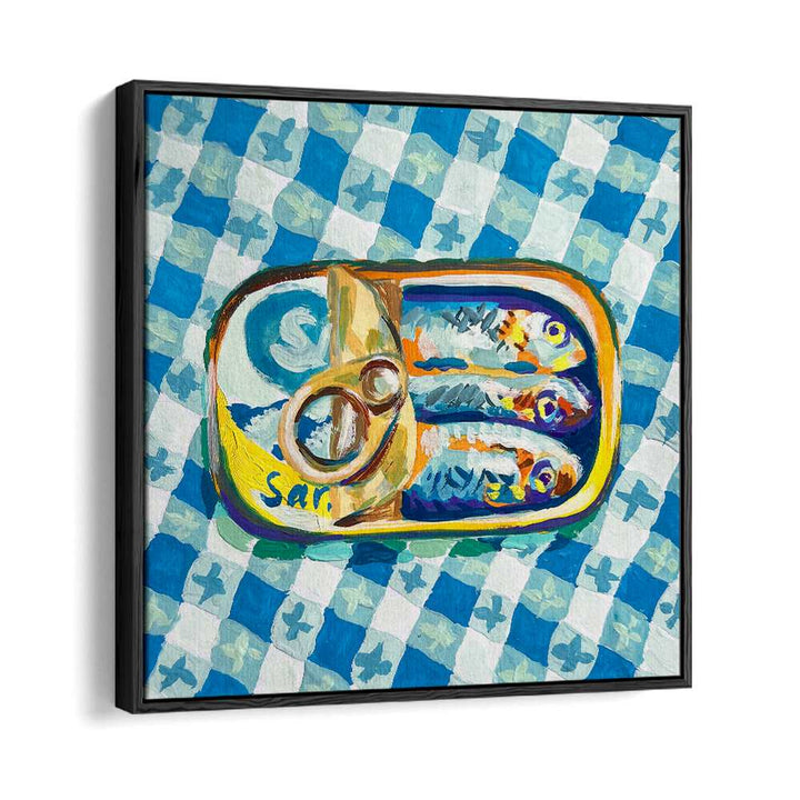 Tin Of Sardines By Key And Sea Creative Kitchen Art Print in Black Floater Frame