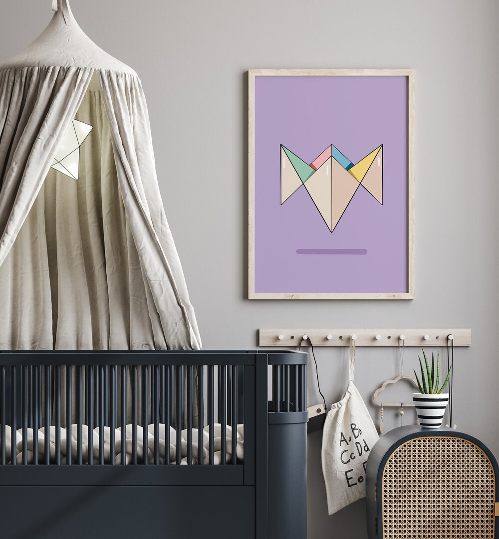 Tipi Tipi Top By Samridhi Sharma Gaming Posters in Oak Wood Plain Frame placed on a Beige Colored Wall in the Kids Room