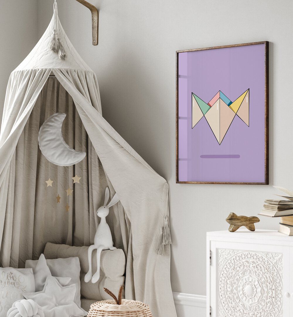 Tipi Tipi Top By Samridhi Sharma Gaming Posters in Dark Wood Plain Frame placed on a Beige Colored Wall in the Kids Room