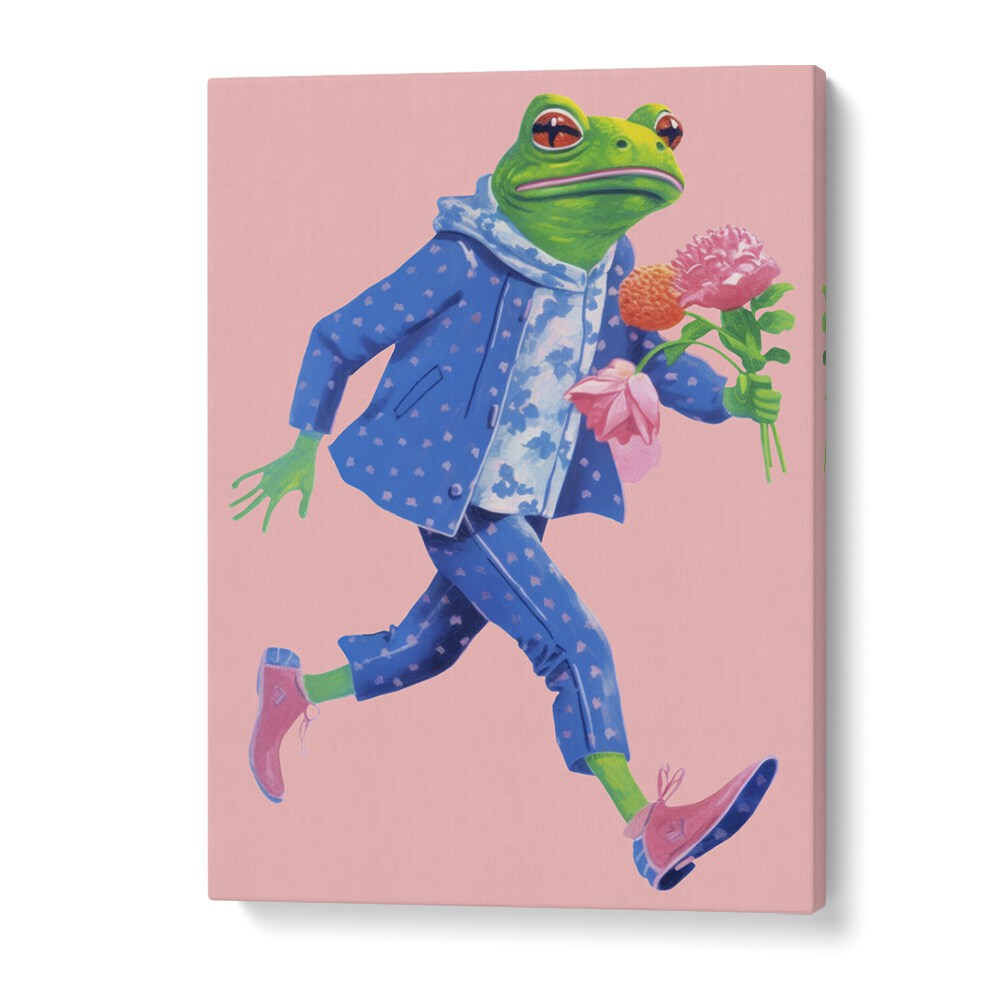 Toad With Flowers  Kids Paintings in Gallery Wrap