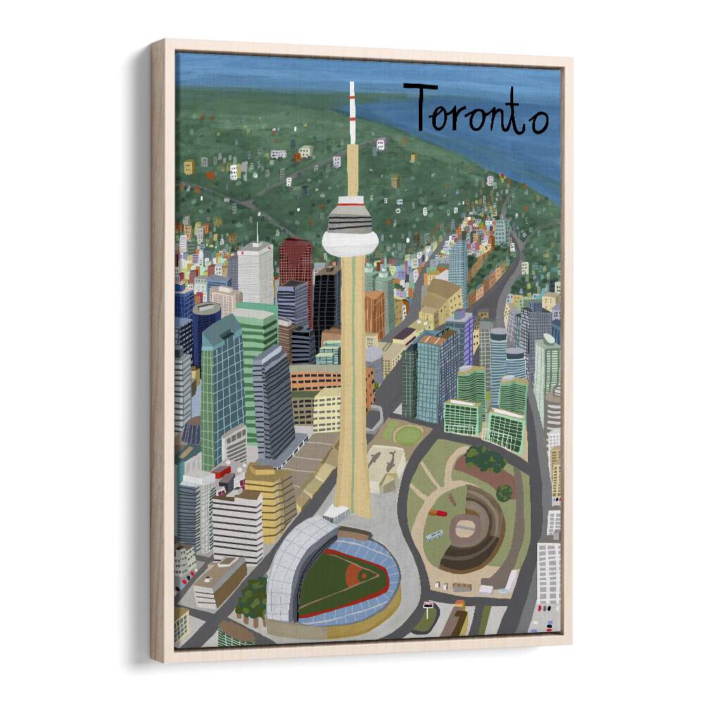 Toronto by Carla Daly Travel Posters in Oak Wood Floater Frame