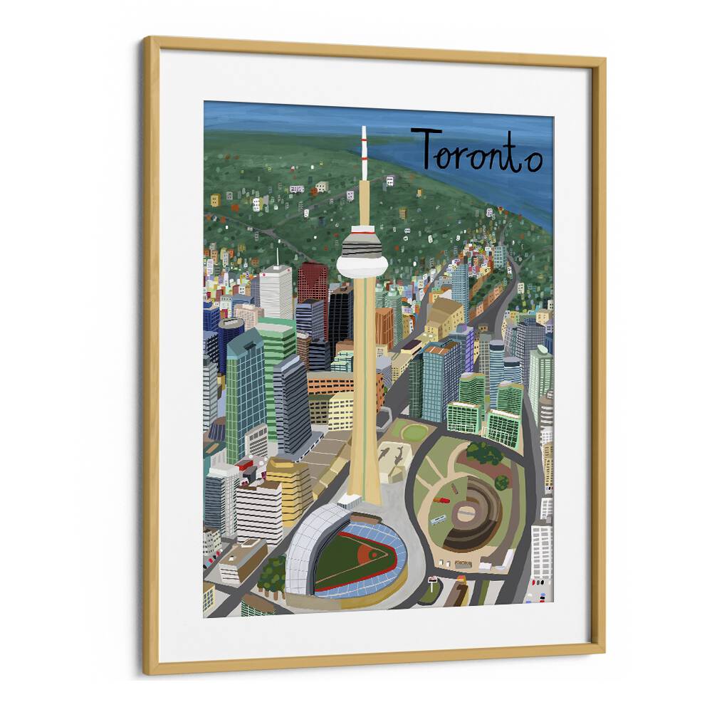 Toronto by Carla Daly Travel Posters in Oak Wood Frame With Mount