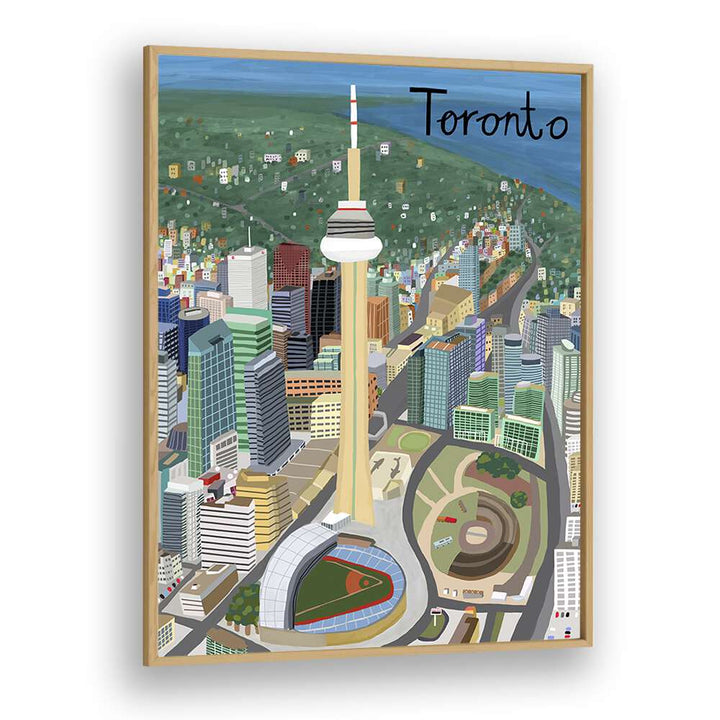 Toronto by Carla Daly Travel Posters in Oak Wood Plain Frame