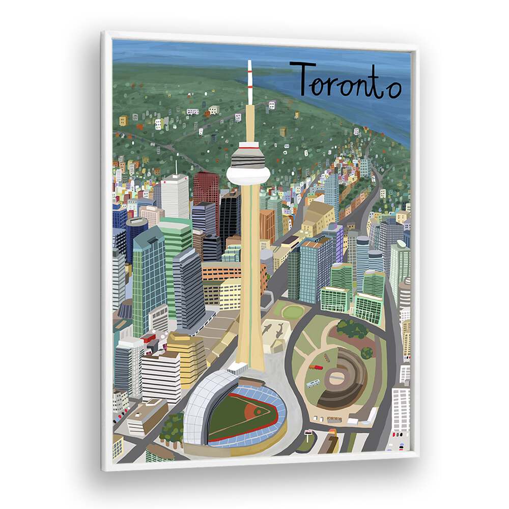 Toronto by Carla Daly Travel Posters in White Plain Frame