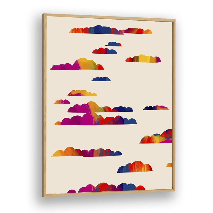 Totem Clouds By Uma Gokhale Abstract Paintings in Oak Wood Plain Frame