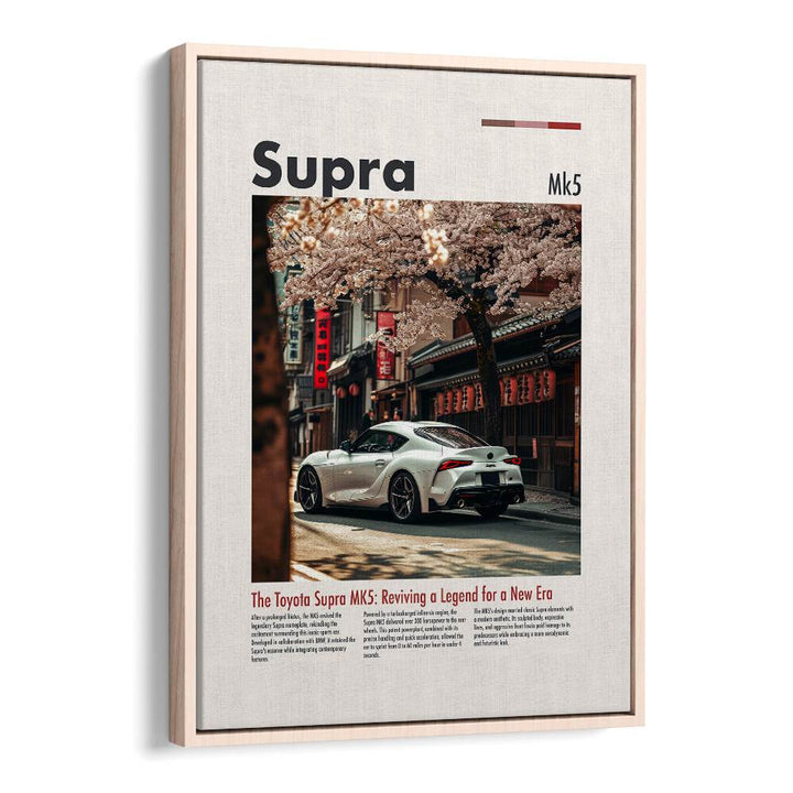 TOYOTA SUPRA MK5, CAR POSTERS in elegant oak floater frame, perfect for automotive art lovers.