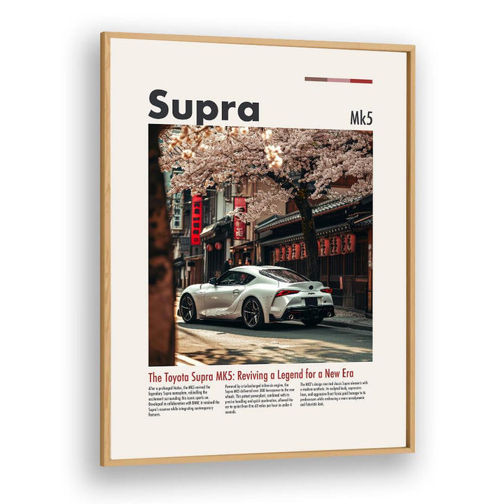 Stylish TOYOTA SUPRA MK5, CAR POSTERS featuring automotive wall art in a framed design for enthusiasts.