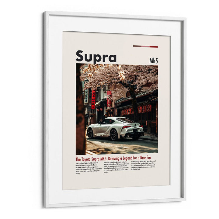 Stylish TOYOTA SUPRA MK5, CAR POSTERS in a framed design, perfect for automotive enthusiasts' wall art.