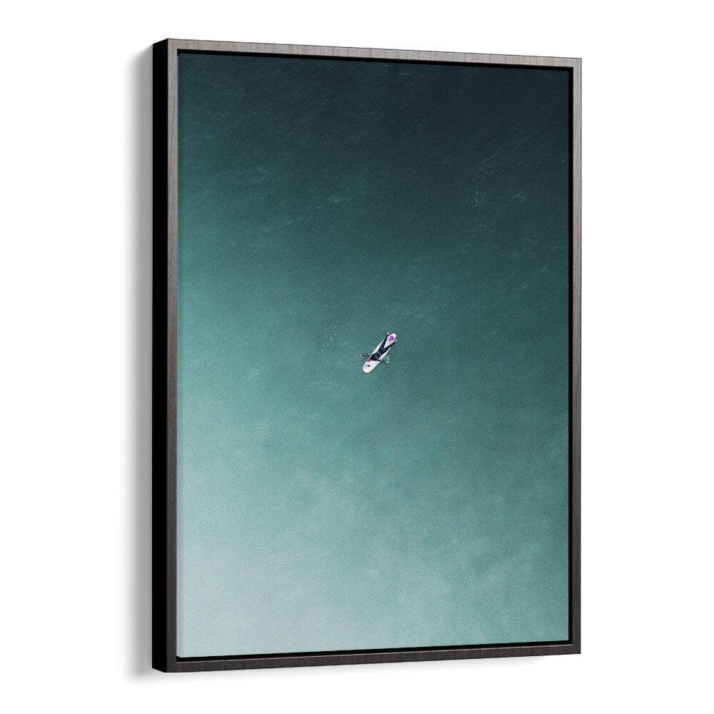 Tranquility Beach Prints Coastal Wall Art in Black Floater Frame