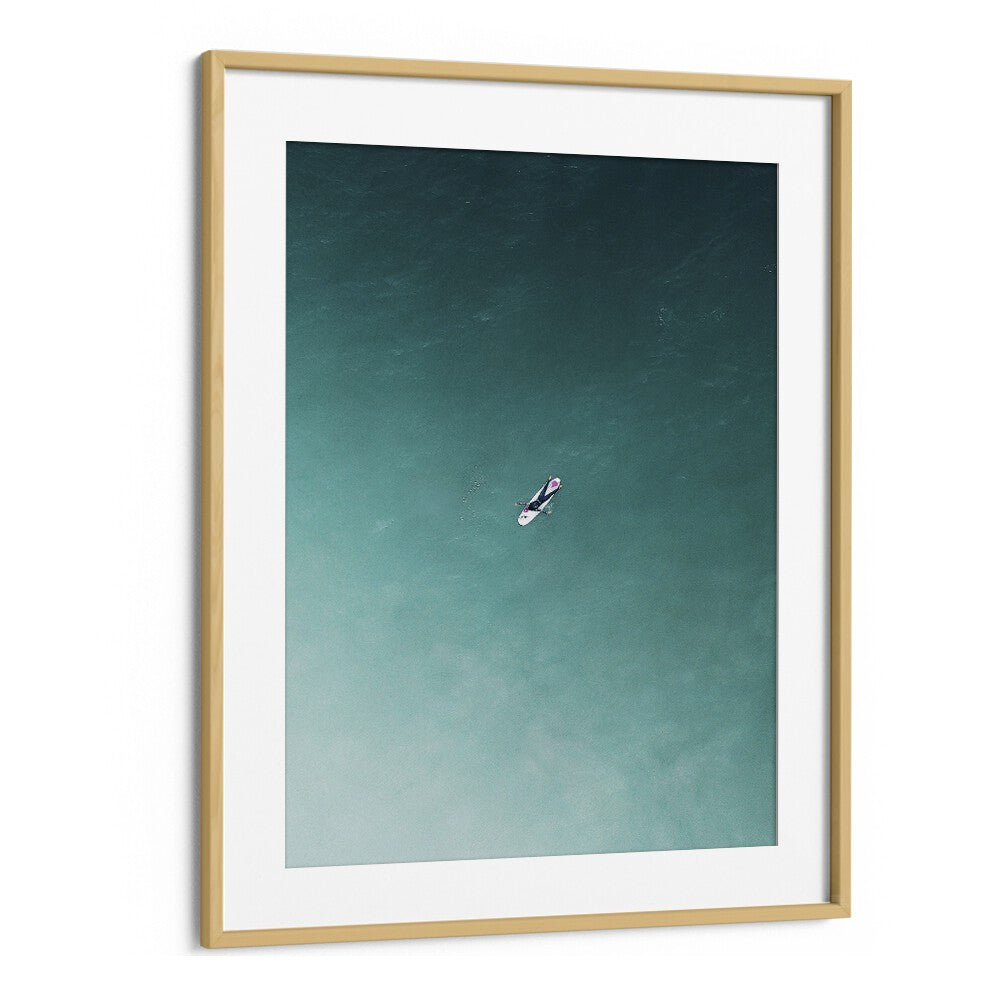 Tranquility Beach Prints Coastal Wall Art in Oak Wood Frame With Mount