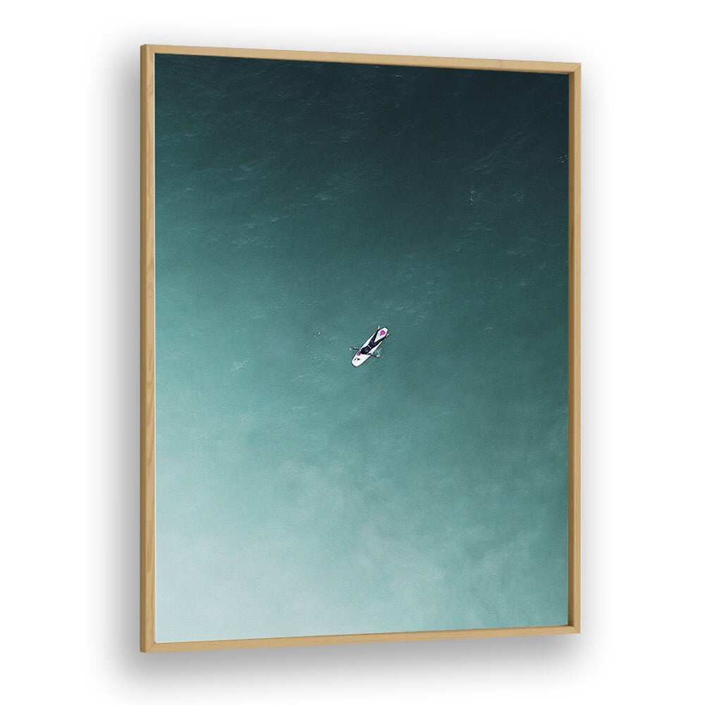 Tranquility Beach Prints Coastal Wall Art in Oak Wood Plain Frame