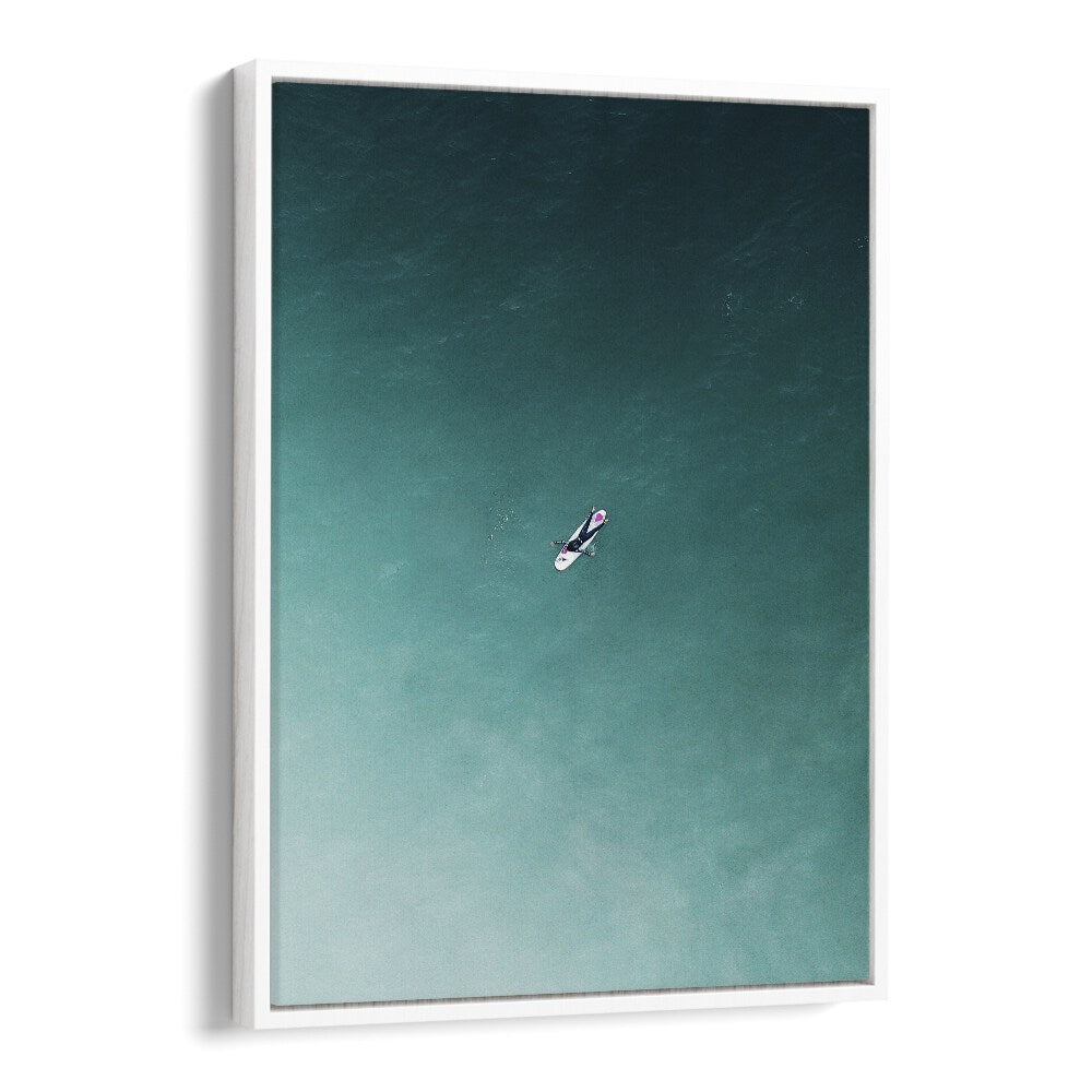 Tranquility Beach Prints Coastal Wall Art in White Floater Frame