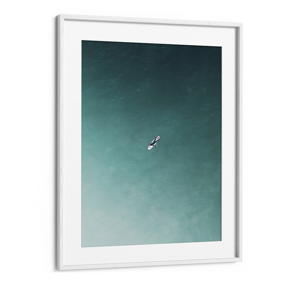 Tranquility Beach Prints Coastal Wall Art in White Frame With Mount