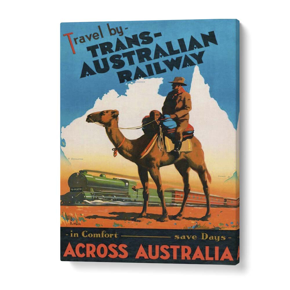 Trans Australian Railway  Retro Travel Posters in Gallery Wrap