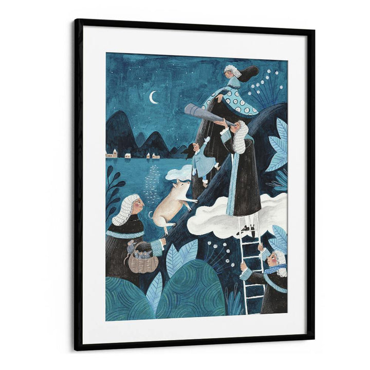 Travel Through The Night By Caroline Bonne Muller Kids Room Paintings in Black Frame With Mount