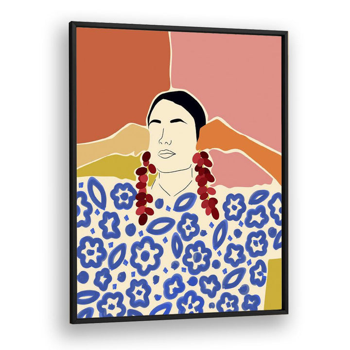 Trends By Uma Gokhale Woman Illustration Paintings in Black Plain Frame