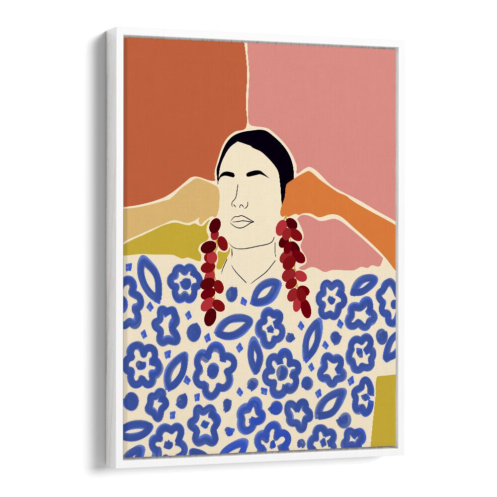 Trends By Uma Gokhale Woman Illustration Paintings in White Floater Frame