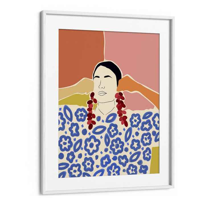 Trends By Uma Gokhale Woman Illustration Paintings in White Frame With Mount