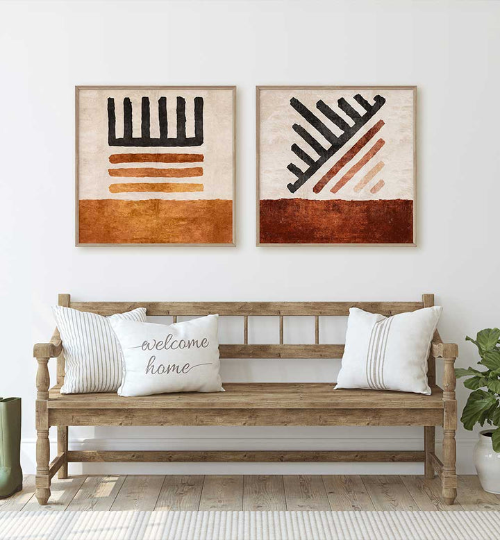 TRIBAL DUO SET , SET OF 2 PAINTINGS