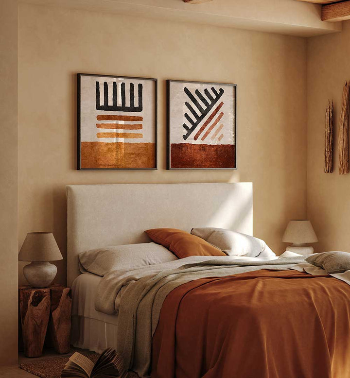 TRIBAL DUO SET , SET OF 2 PAINTINGS