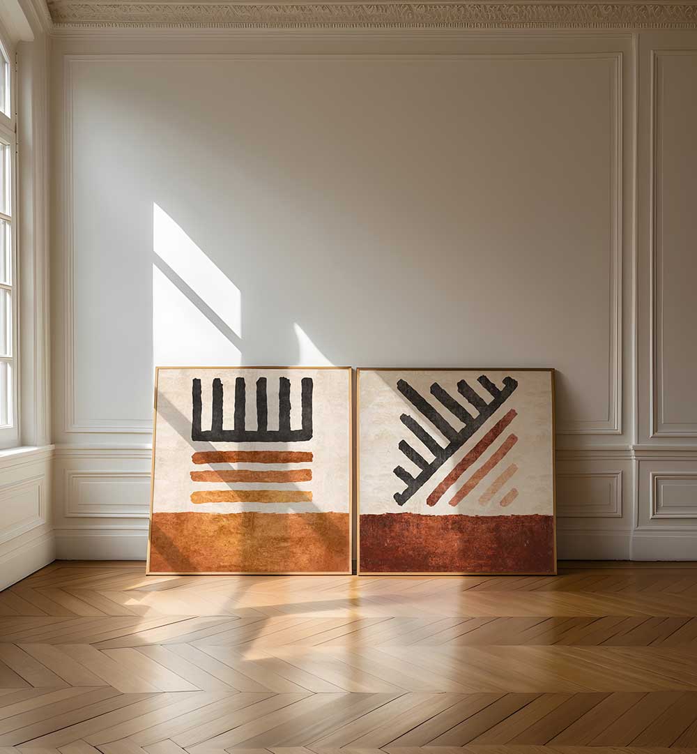 TRIBAL DUO SET , SET OF 2 PAINTINGS