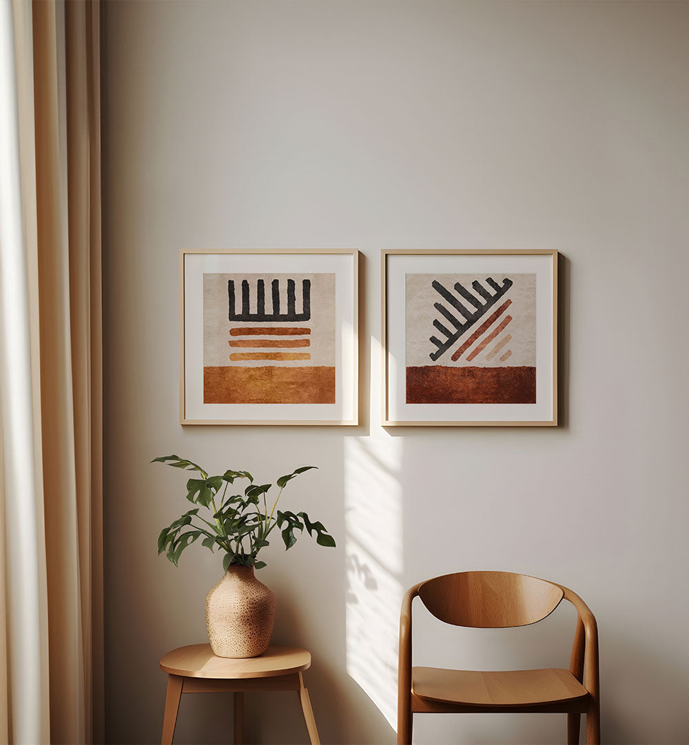 TRIBAL DUO SET , SET OF 2 PAINTINGS