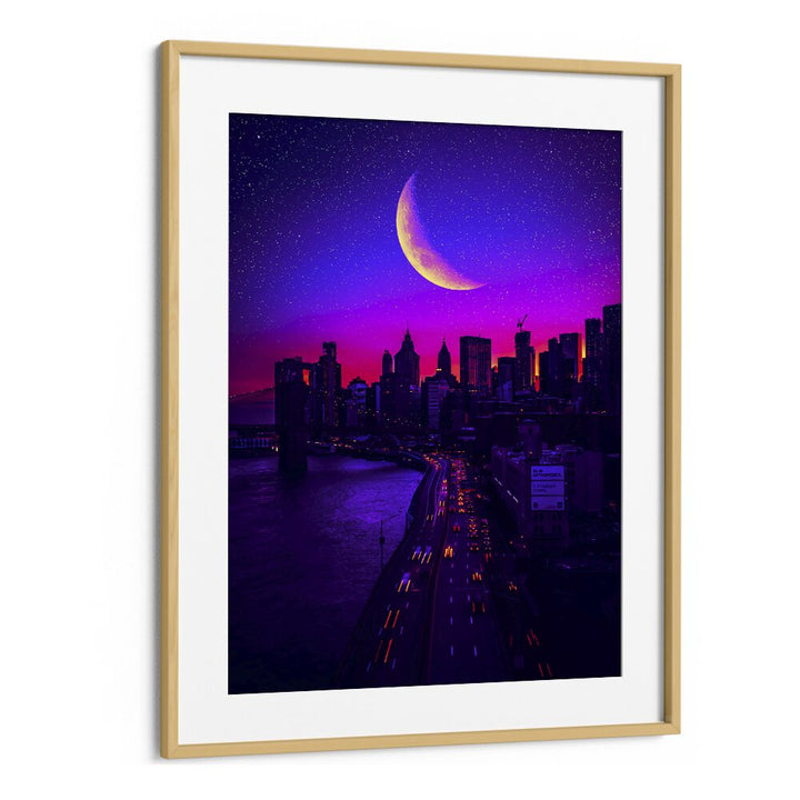 Tripping In Manhattan By Ritvik Takkar Surrealism in Oak Wood Frame With Mount