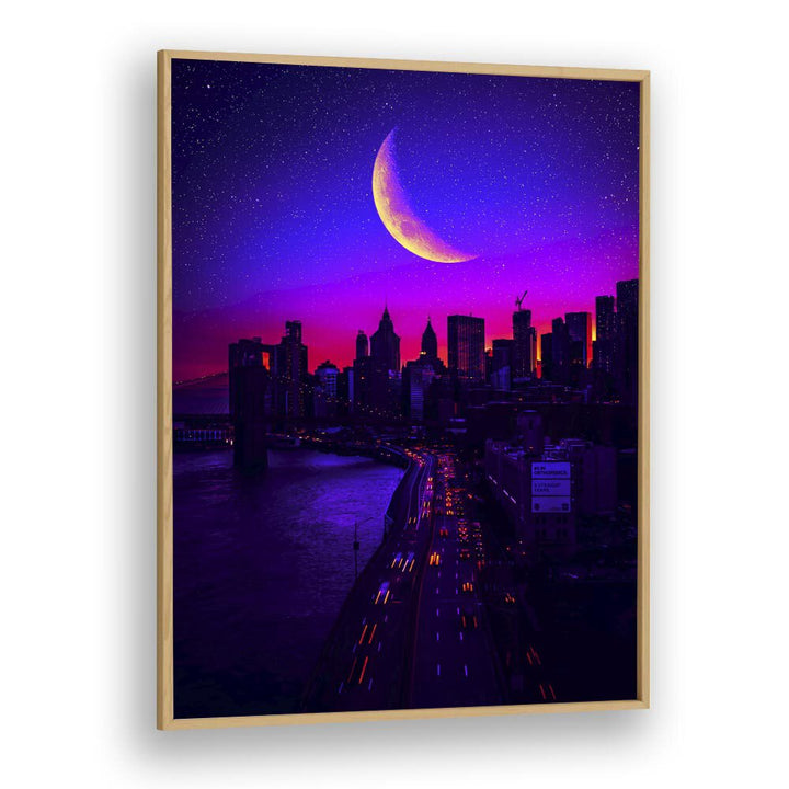 Tripping In Manhattan By Ritvik Takkar Surrealism in Oak Wood Plain Frame